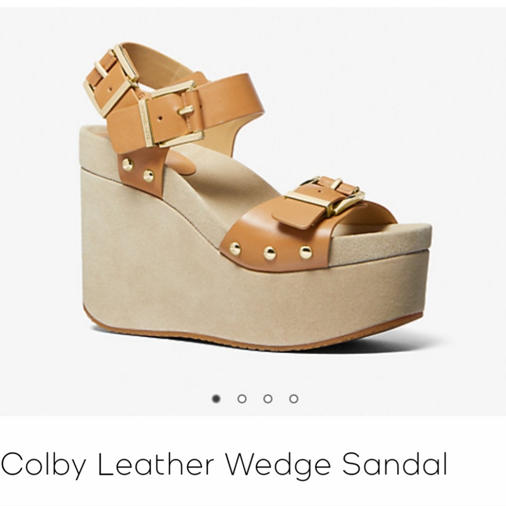 Michael Kors, Colby Leather Wedge Sandals